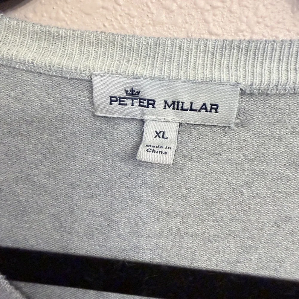 Peter Millar Mens XL Grey Pima Cotton Silk Cashmere Blend Crewneck Sweater